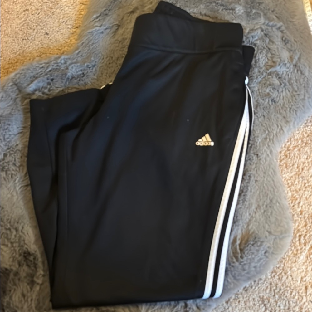Adidas Black and White Sweatpants with Signature Stripes